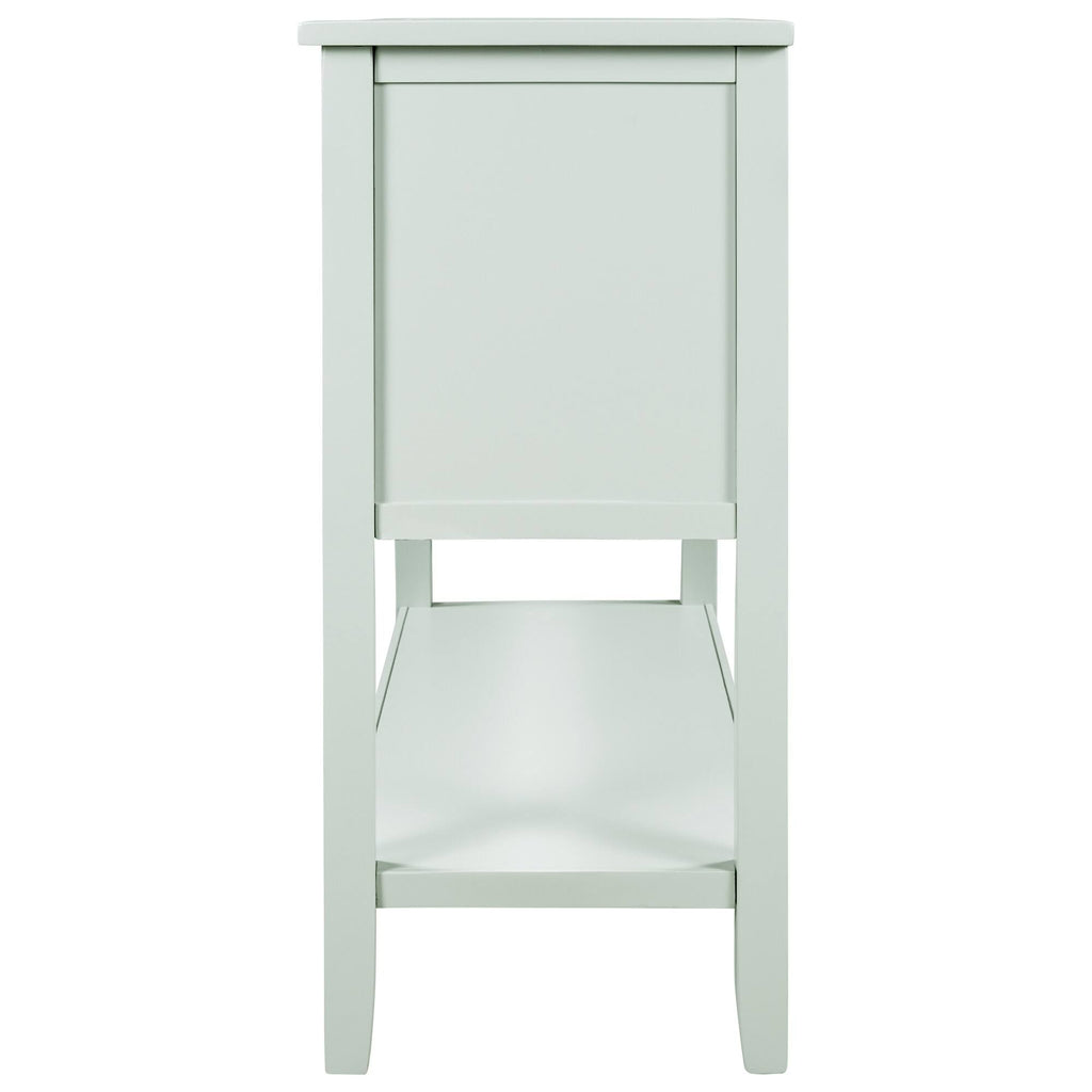 Light Blue Pine Console Table with 7 Drawers and 1 Cabinet and 1 Shelf J287019