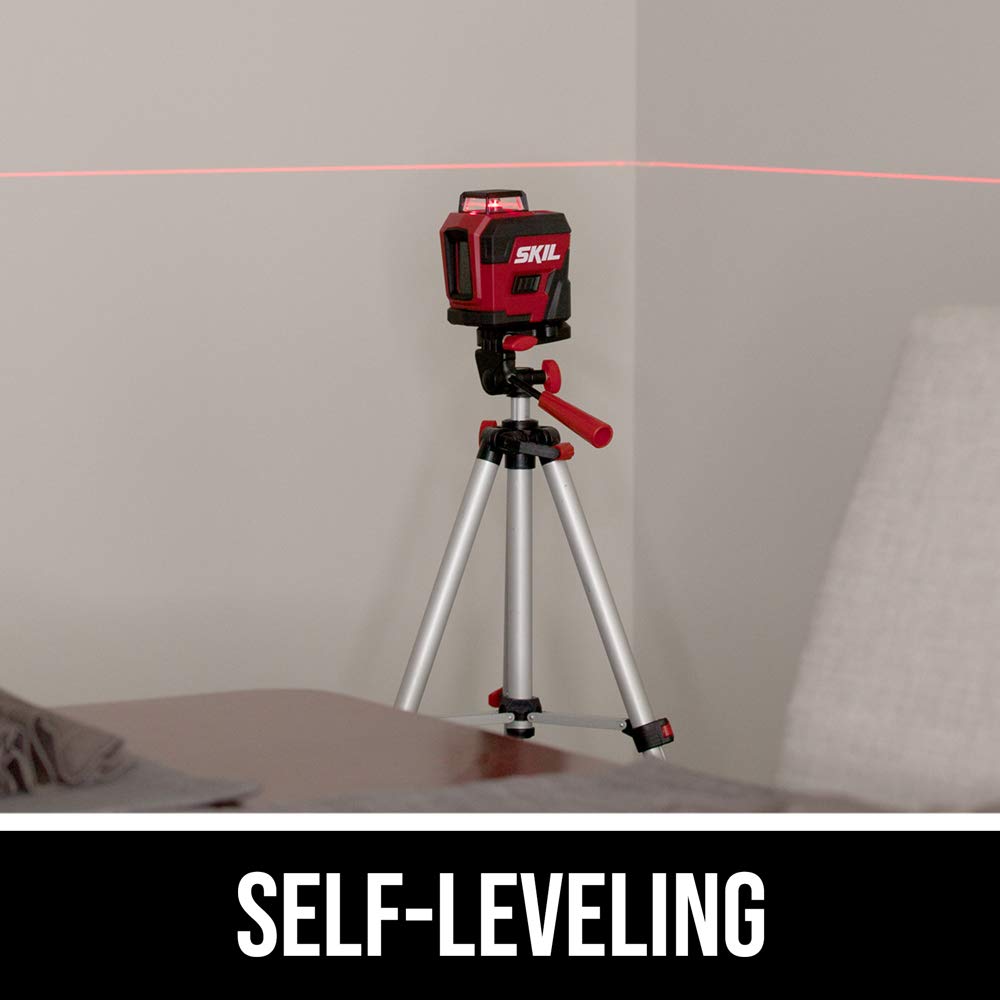 65ft. Red Self-Leveling Cross Line Laser Level with Tripod & Carry Bag V817535