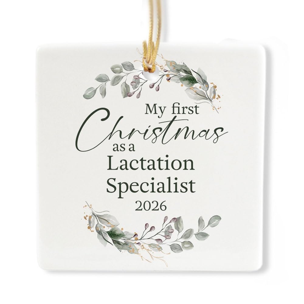 Ceramic 3-inch Square-Shaped Botanical Wreath Ornament V827427