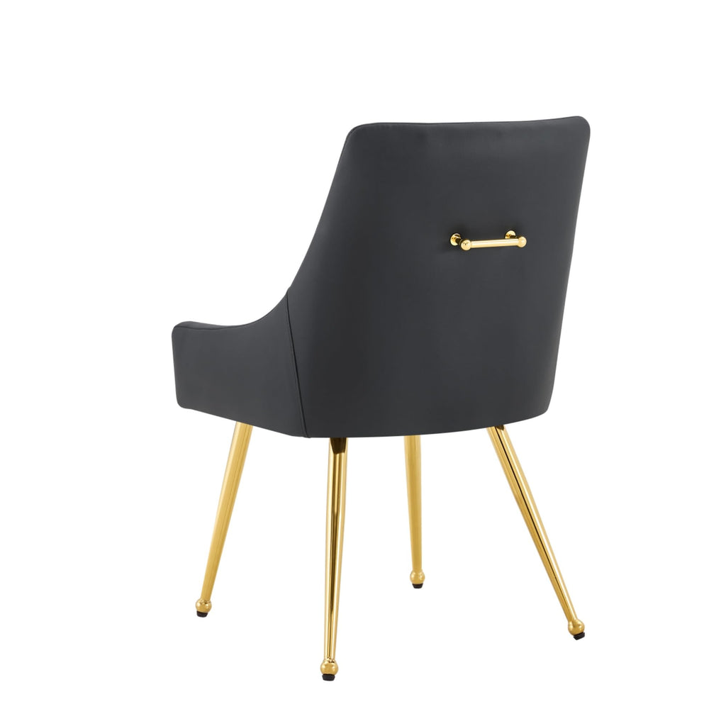 Black Leather Upholstered Dining Chair Set of 2 B4622