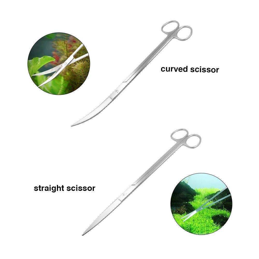 5 in 1 Aquarium Scissors Tweezers Spatula Stainless Steel Aquascaping Tools G615