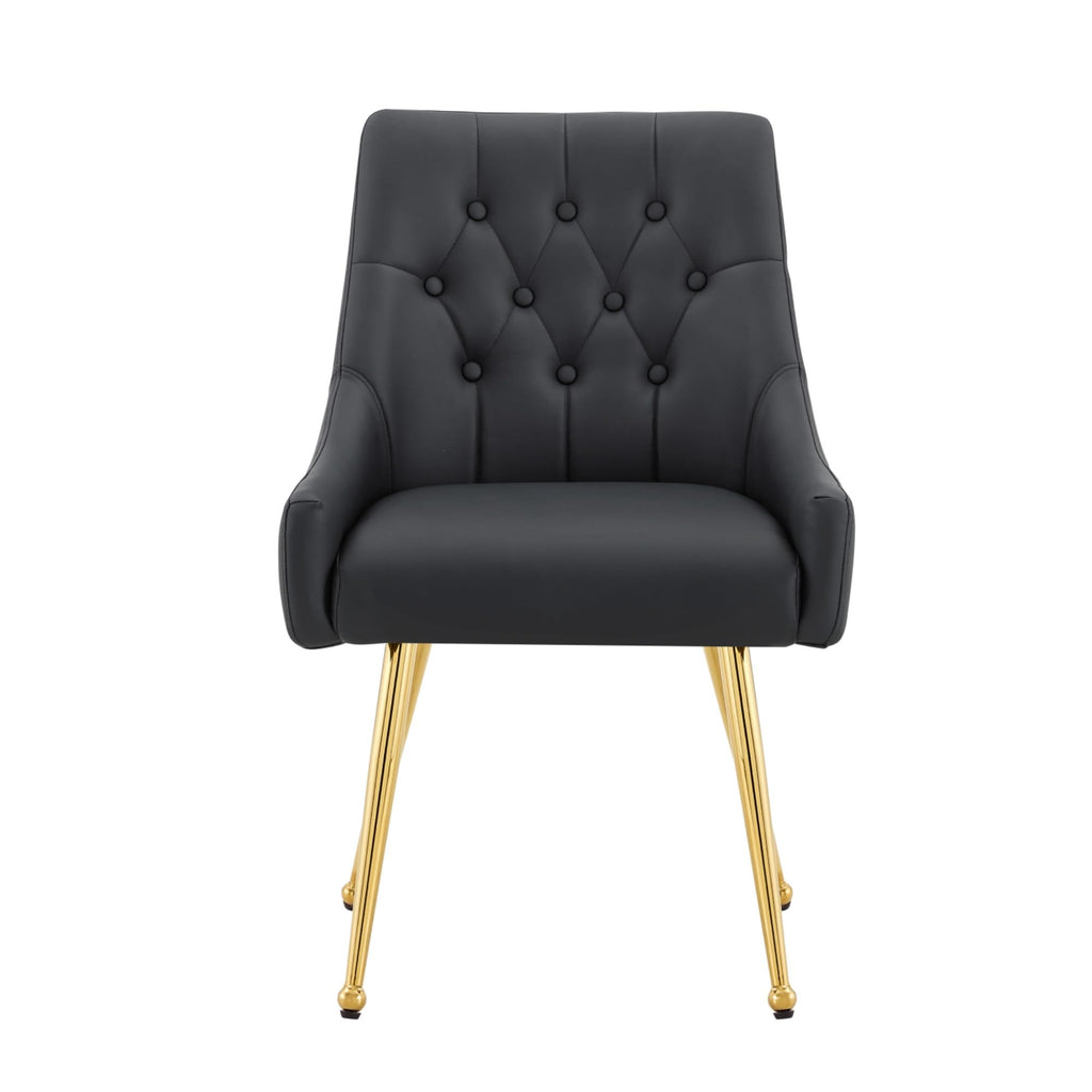 Black Leather Upholstered Dining Chair Set of 2 B4622