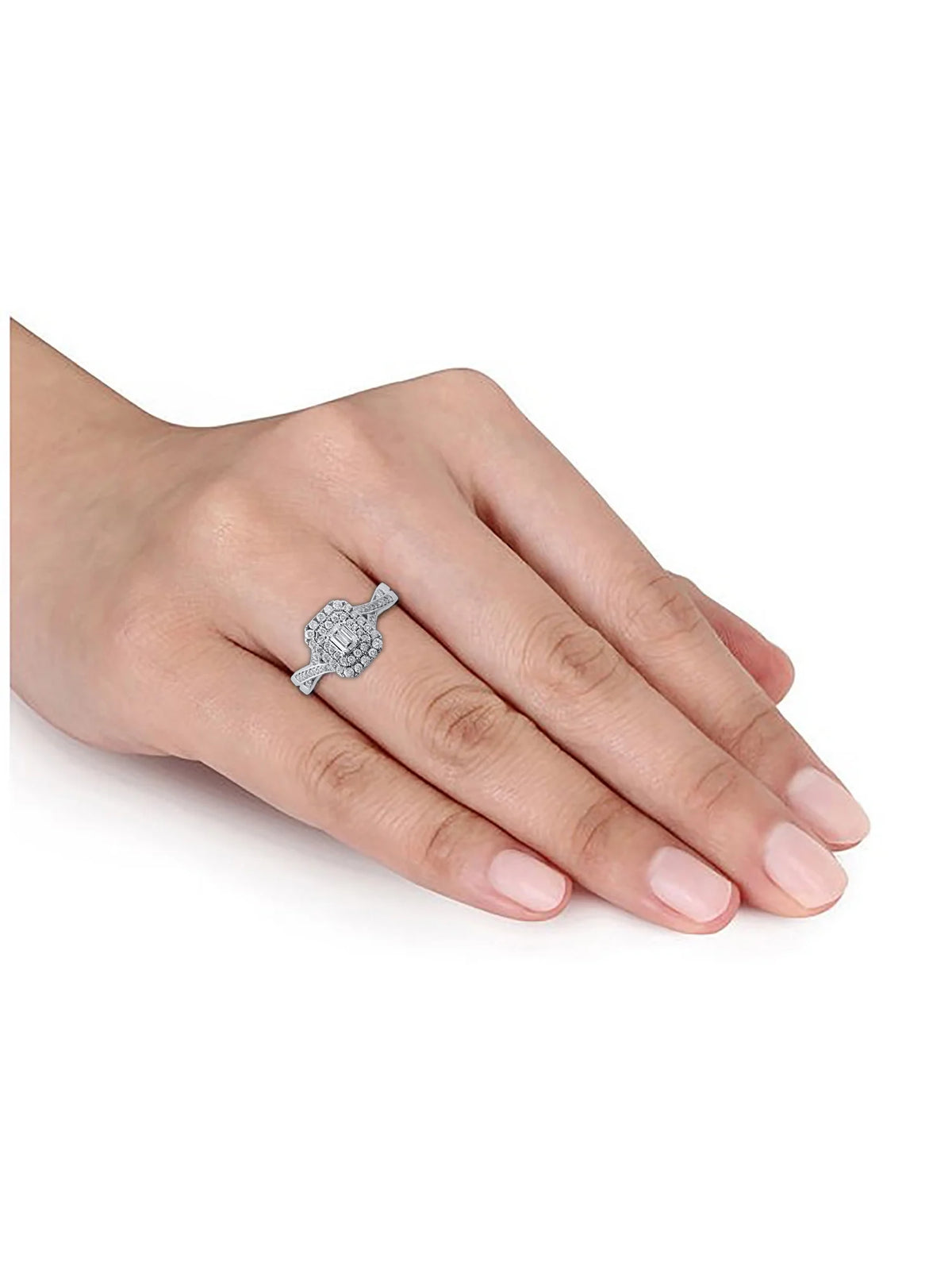 10kt White Gold Emerald Cut Diamond Engagement Ring B989474