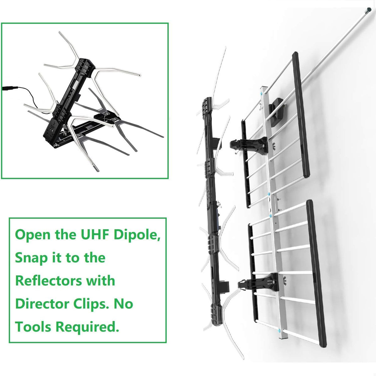 HDTV Digital Outdoor Antenna Amplified 150 Miles Long Range UHF/VHF with 40 Feet RG6 Coaxial Cable M538193