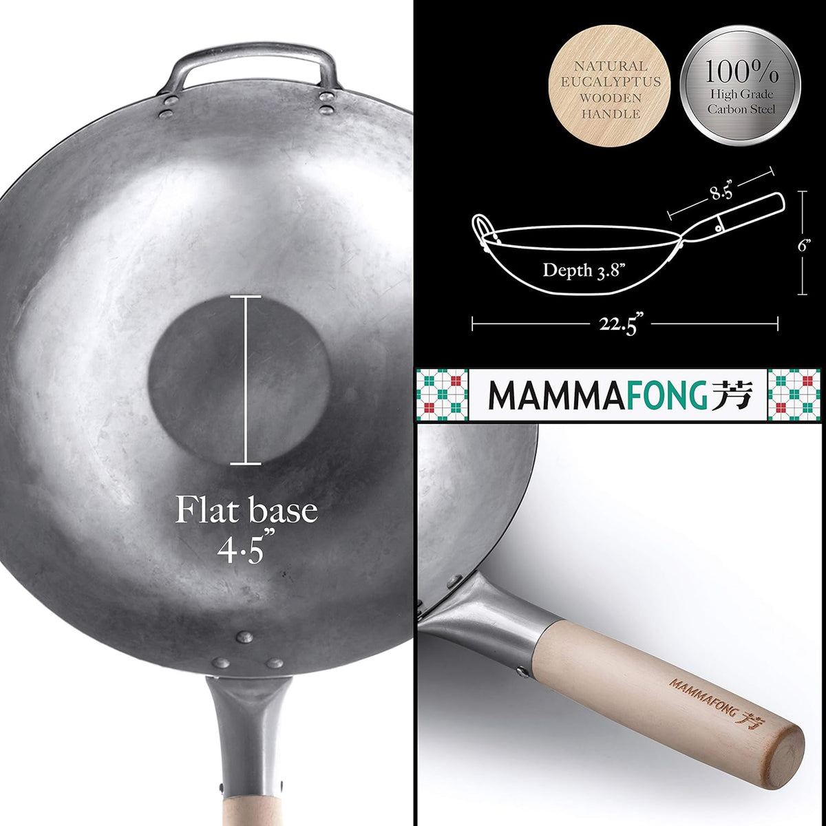 Flat Bottom Carbon Steel Wok Pan 14 Pack of 2 J86371