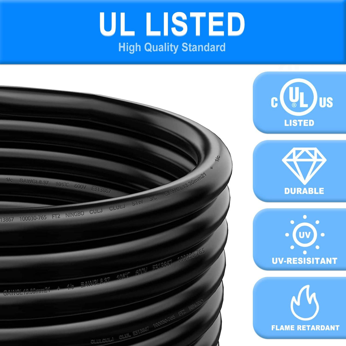 30 Amp 25 Feet RV Extension Cord with Polarity LED Light, Grip Handle, Twist Locking, STW 10AWG 3 Wire, NEMA TT-30P to L5-30R, Pack of 2 M28572