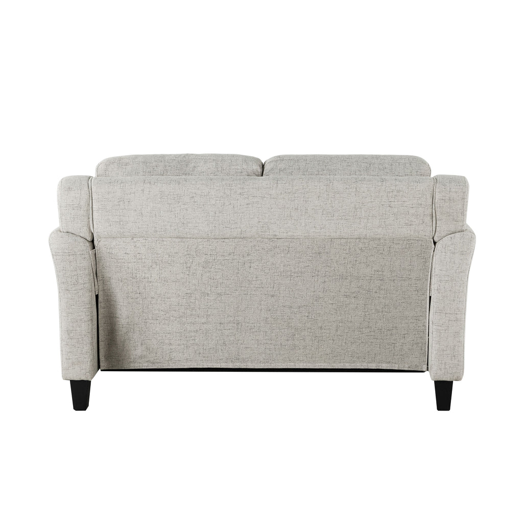 Beige Fabric Loveseat with Curved Arms H9919
