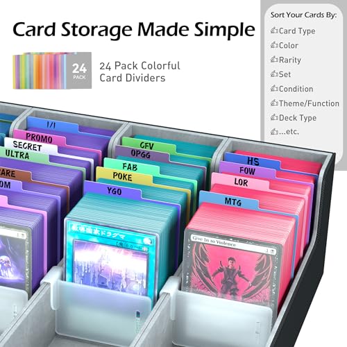 4-Row Trading Card Storage Box with 50 Sleeves & 24 Dividers D7426