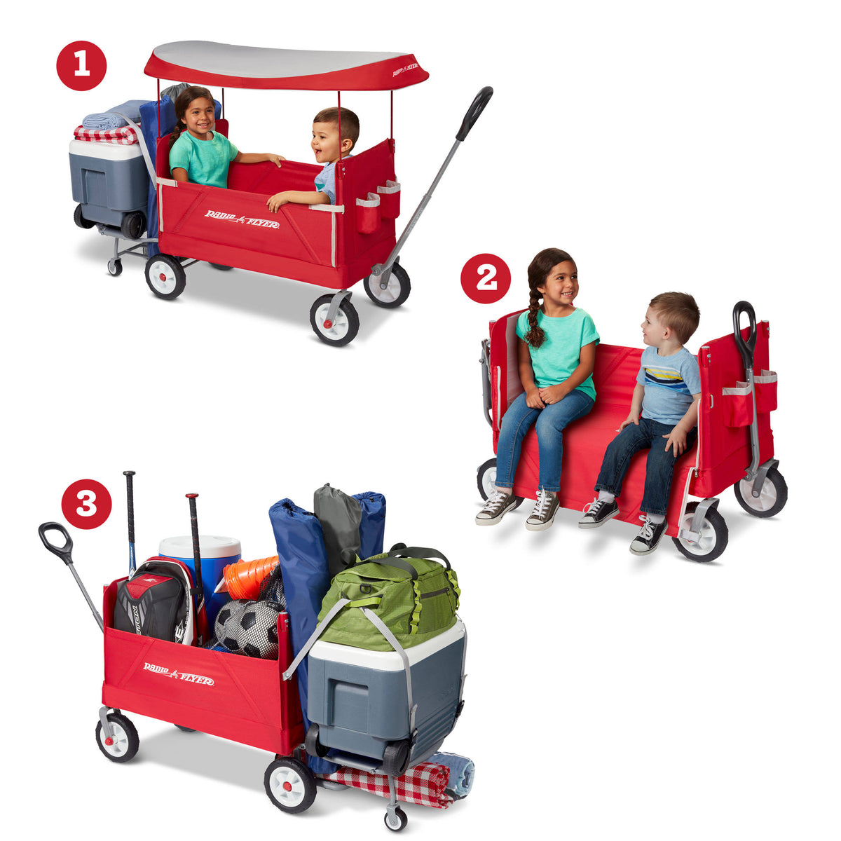 Folding Wagon with Canopy Red X3942