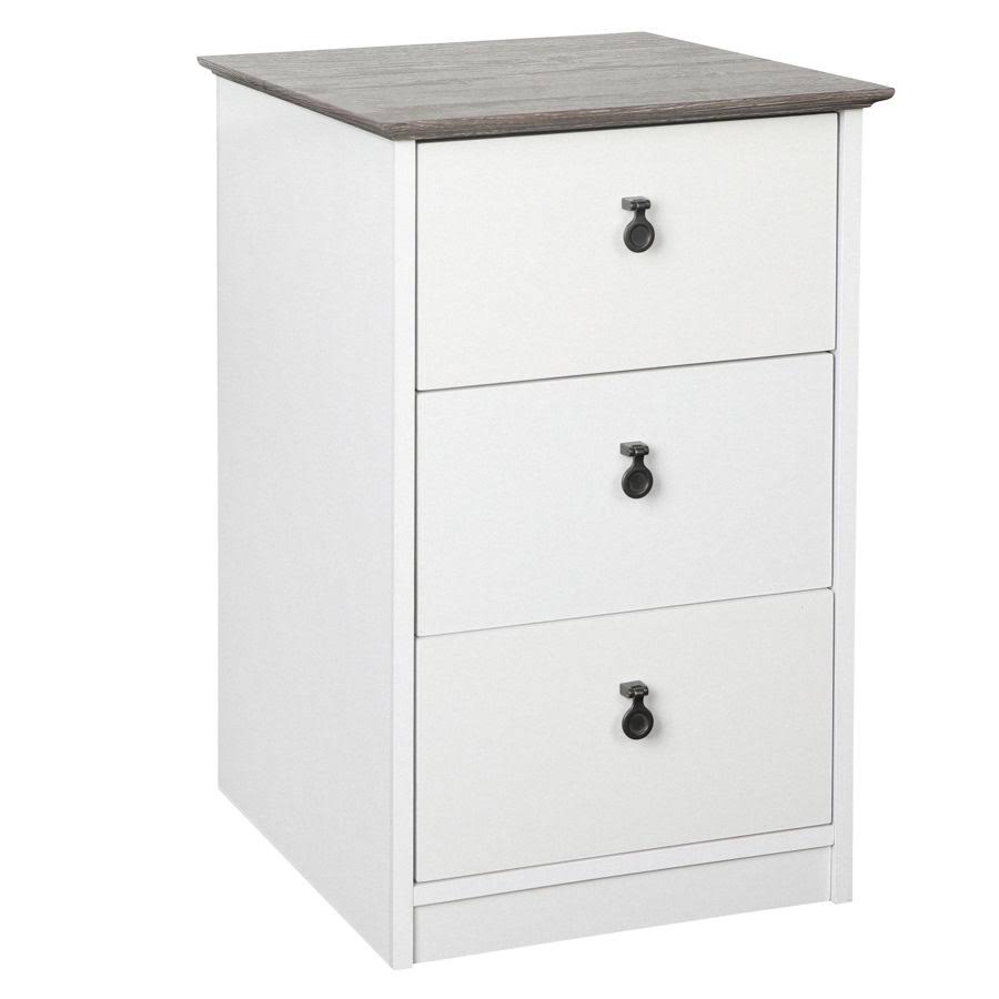 White Gray Oak 3 Drawer Filing Cabinet M16757