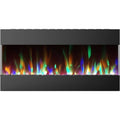 Recessed Wall Mounted Electric Fireplace with Crystal and LED Color Changing Display, Black M48664