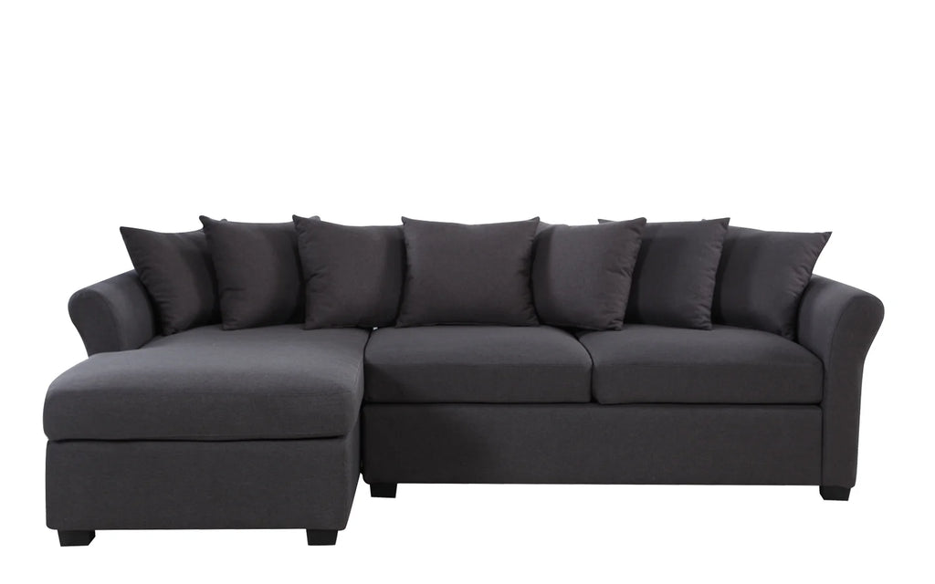 Dark Grey Linen L-Shape Sectional Sofa with Chaise Lounge G962