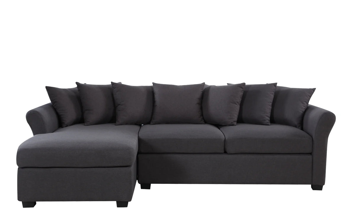 Dark Grey Linen L-Shape Sectional Sofa with Chaise Lounge G962