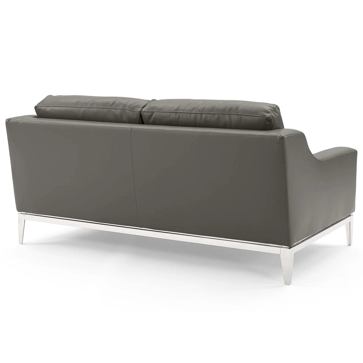 3 Piece Stainless Steel Base Leather Set in Gray Q333