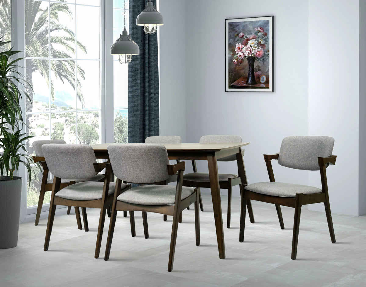 7-Piece Solid Wood Dining Table and 6 Chairs J82602