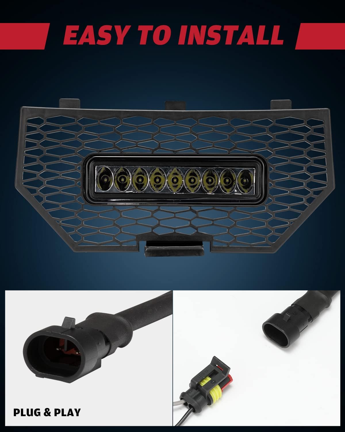 Black Front Mesh Grill with LED Light Bar, Pack of 2 V848415