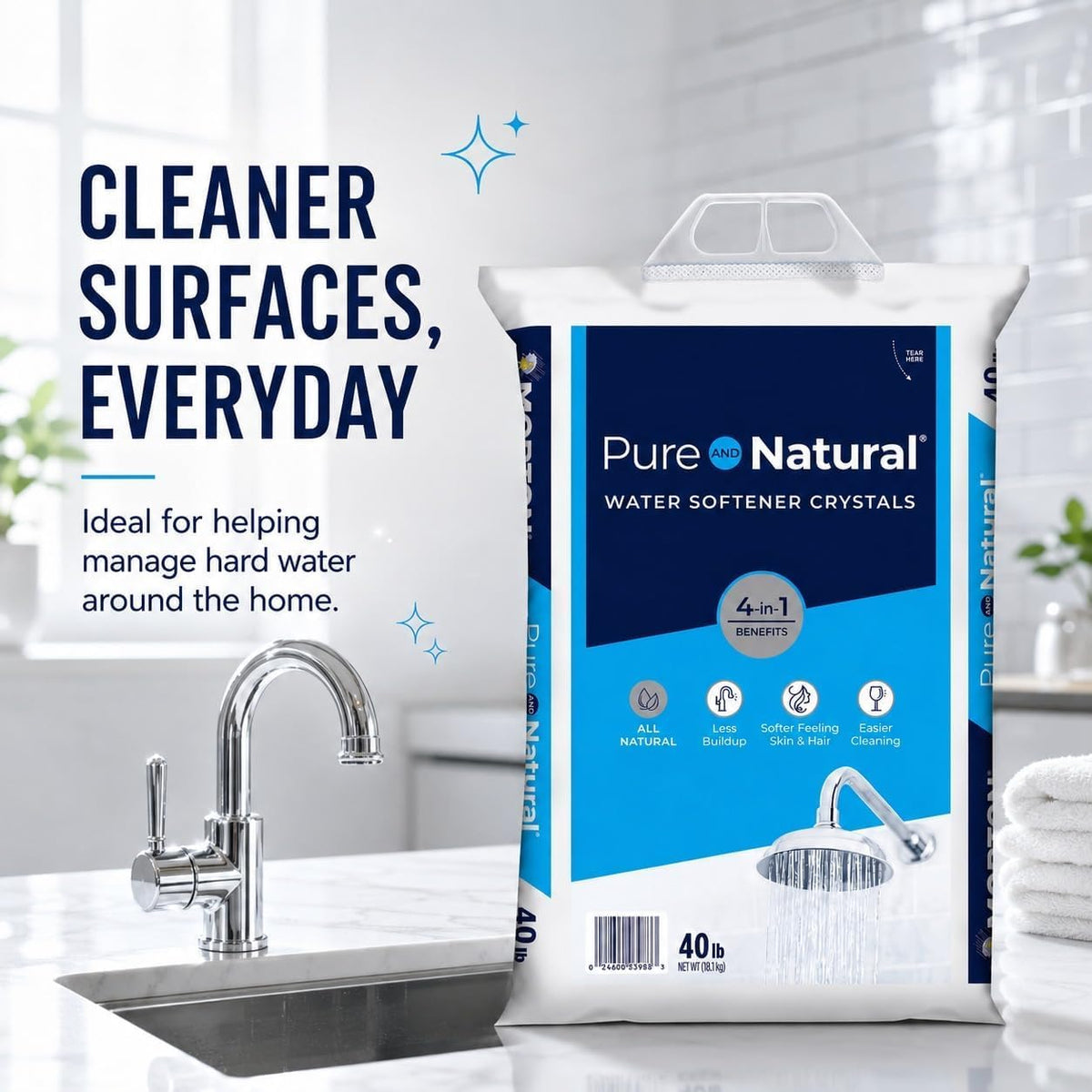 Natural Water Softener Salt Crystals 40 lb Bag 3 Pack H248433