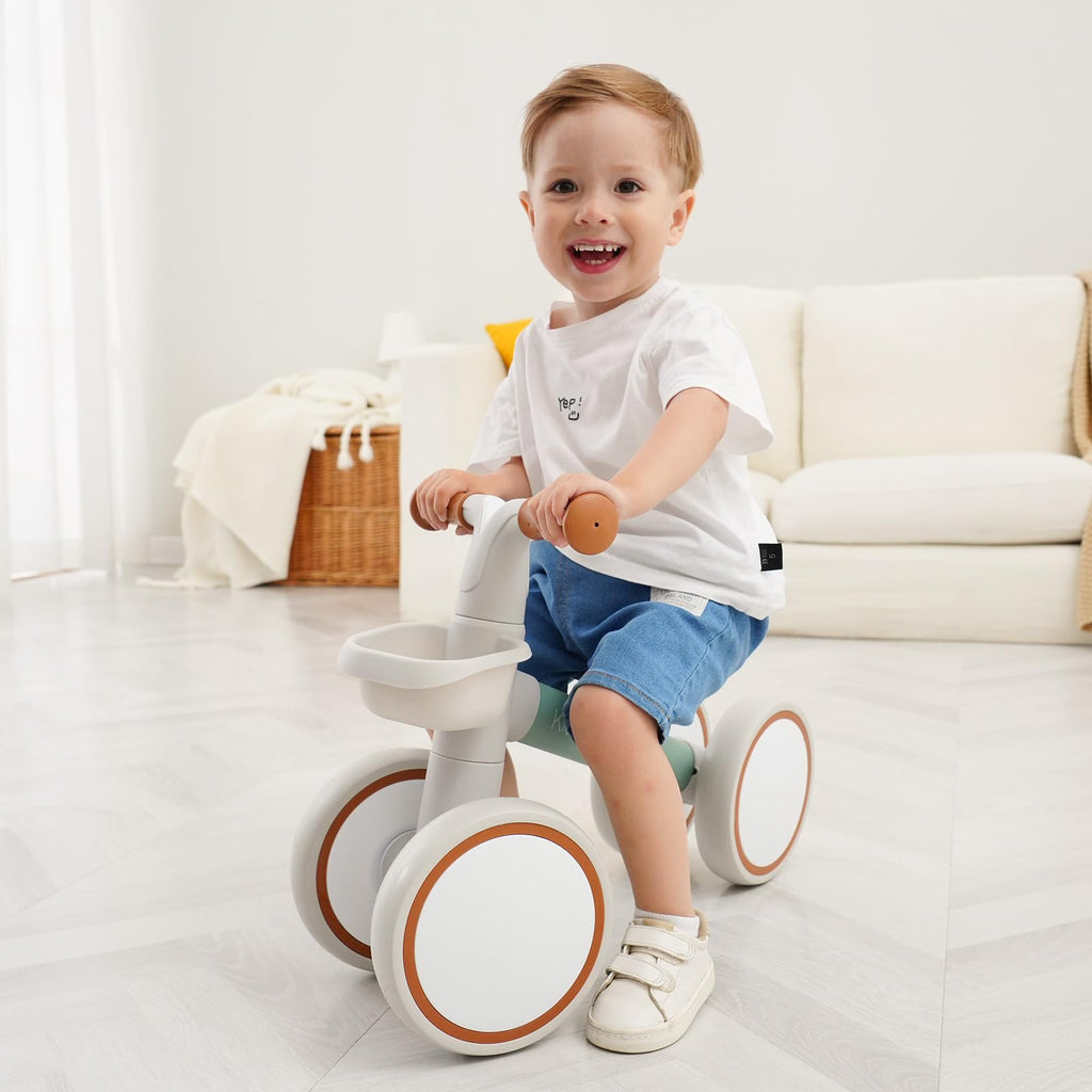 Pink Toddler Balance Bike with Adjustable Seat and Front Basket S64735