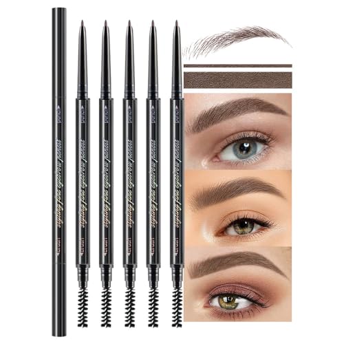 4 Fork Tip Eyebrow Pen with Dual-ended Eyebrow Brush, Waterproof, Gray Brown J651