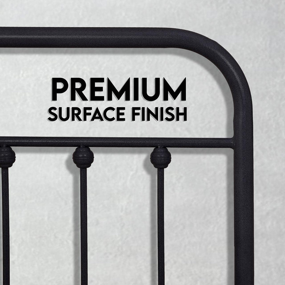Black Full Size Metal Bed Frame with Wrought Iron Headboard N823942
