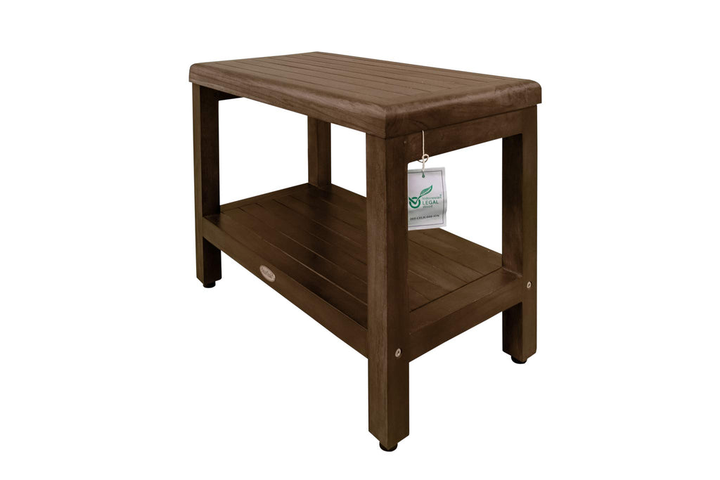 24" Teak Shower Bench with Shelf O177963