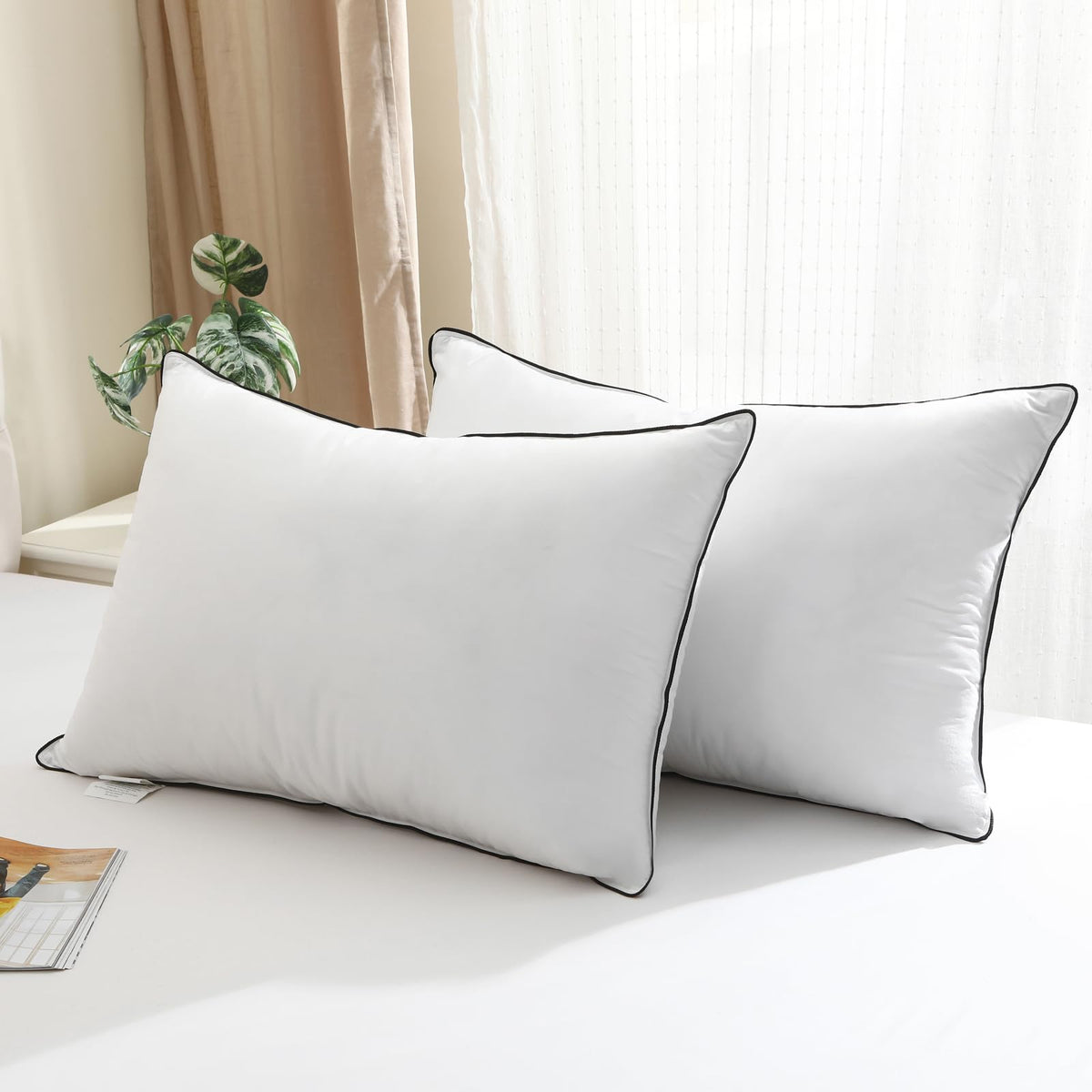 King Size Goose Feather Down Pillows Set of 2 K84287