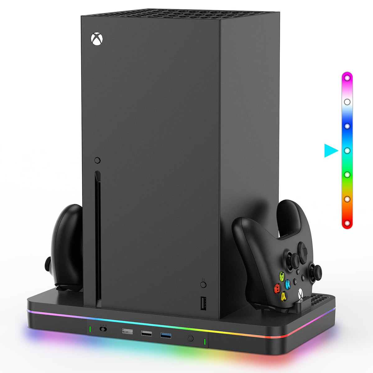 Black Cooling Fan Charging Stand with 3 USB Ports C33711