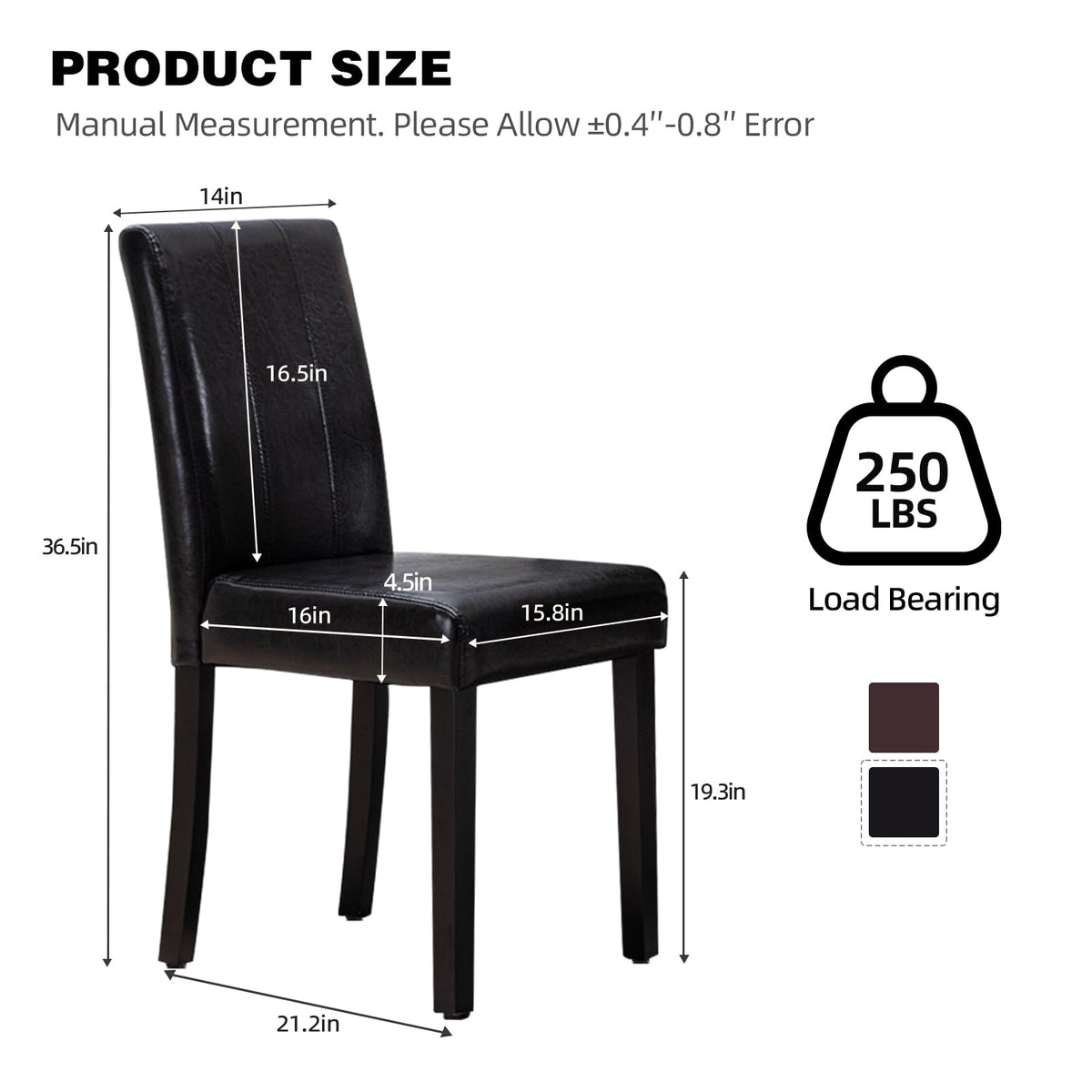 Black PU Leather Dining Chairs Set of 4 P553