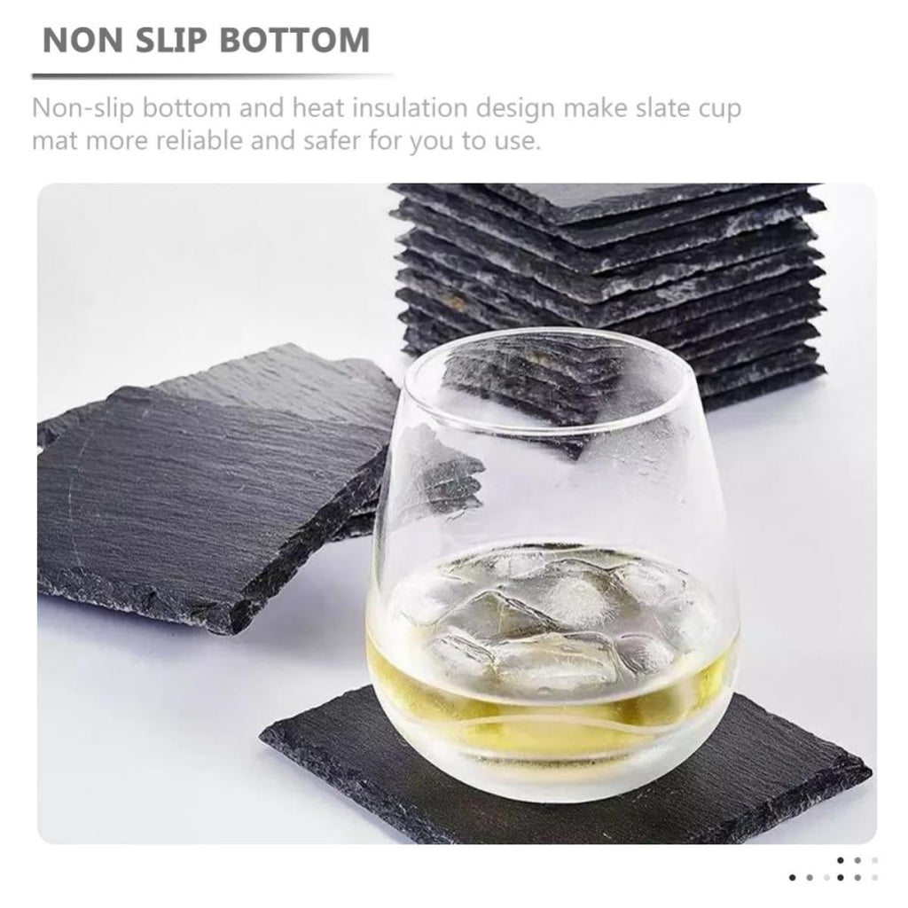 Black Natural Stone Square Coasters X43920