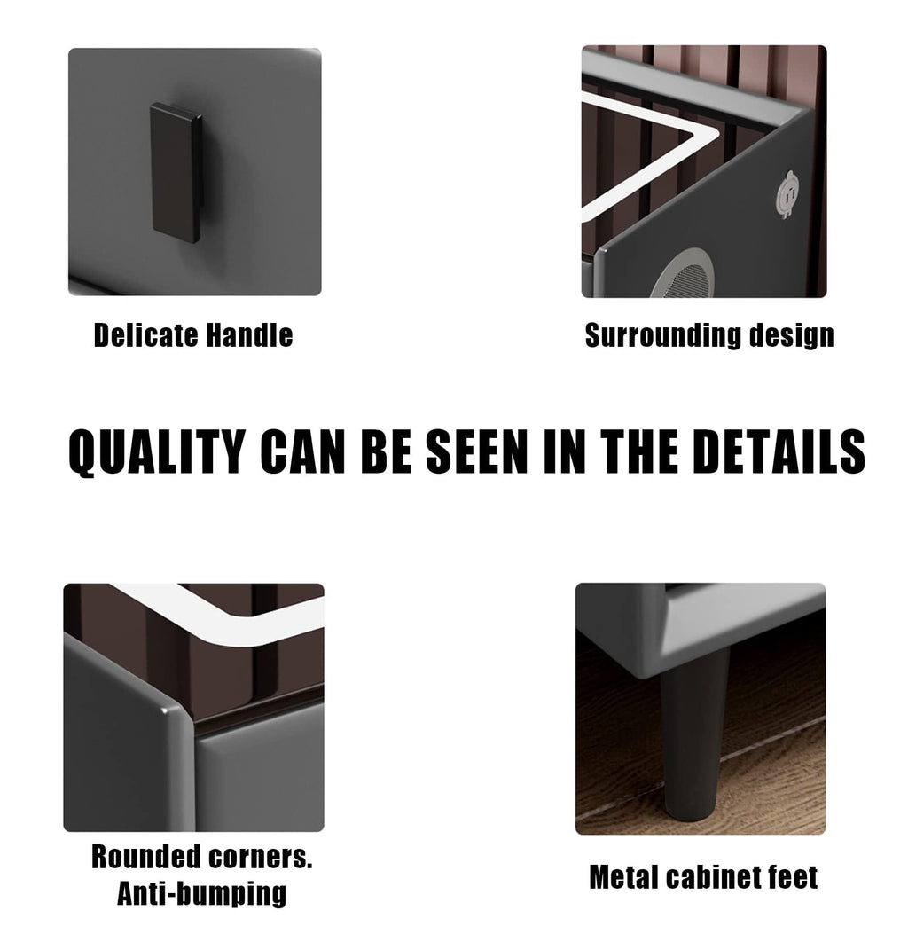 Gray 3 Drawer Smart Bedside Table S78508