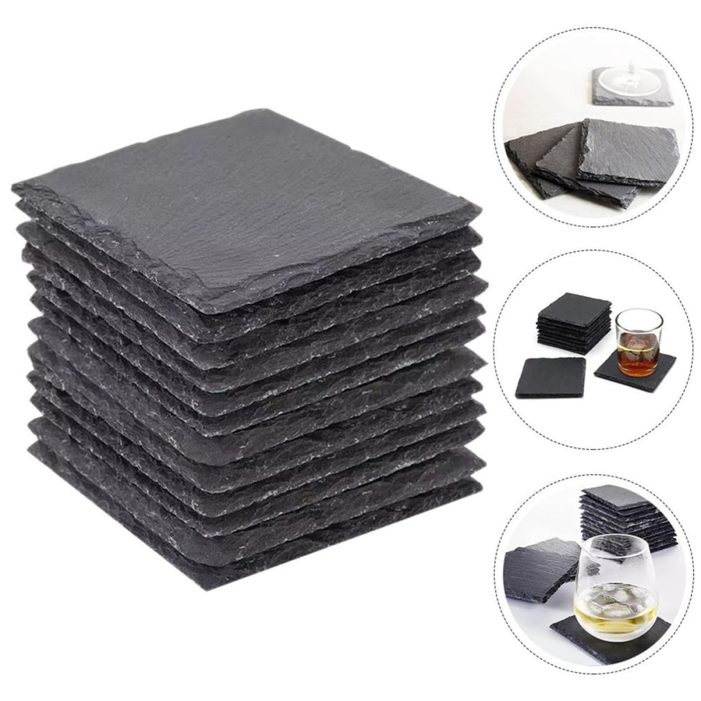 Black Natural Stone Square Coasters X43920