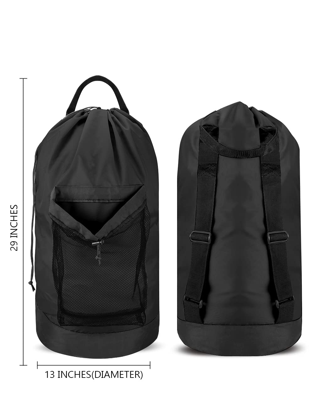 Black 115L Laundry Bag with Shoulder Straps F355