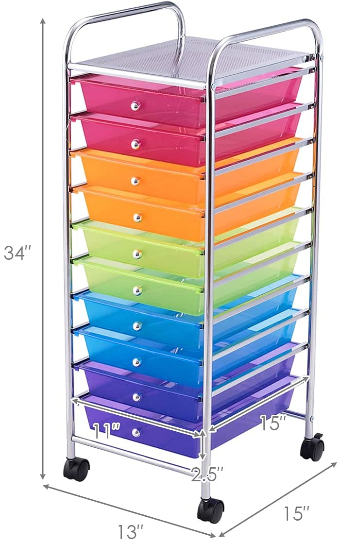 10 Drawer Rolling Storage Cart with Lockable Wheels N19295