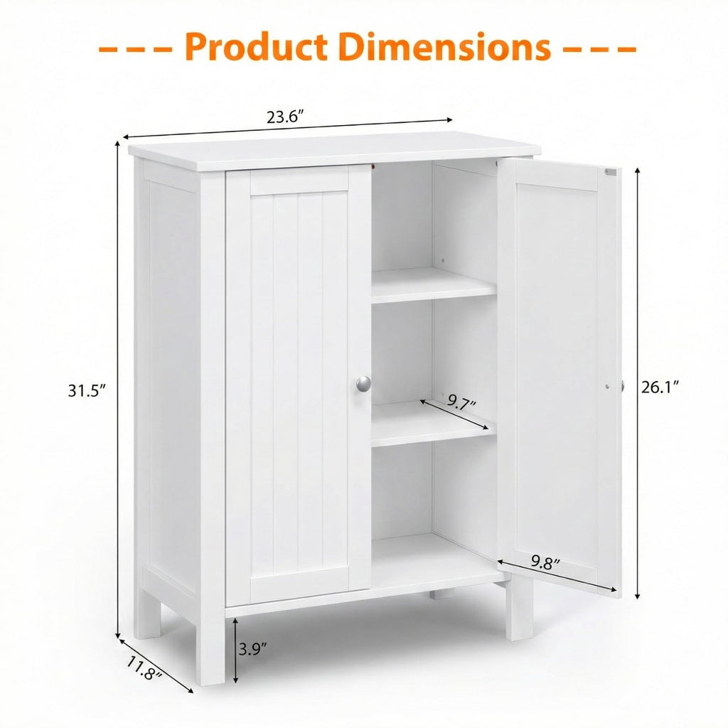 White Free Standing Bathroom Cabinet with Adjustable Shelf L315032