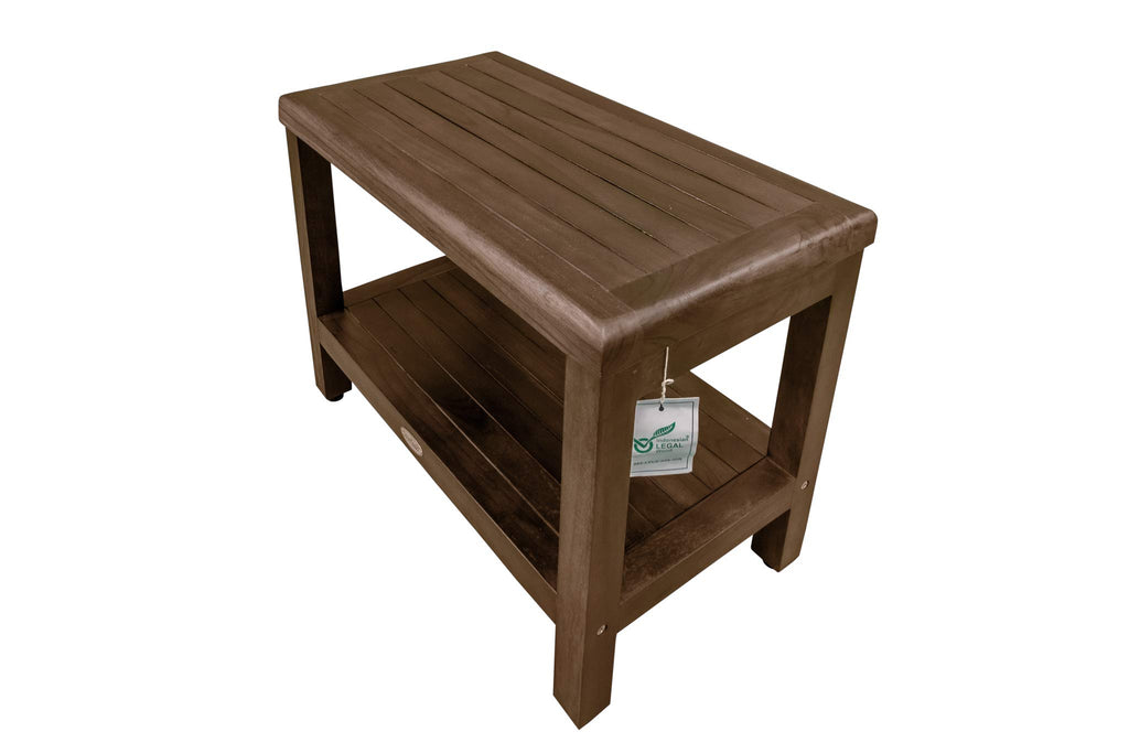 24" Teak Shower Bench with Shelf O177963