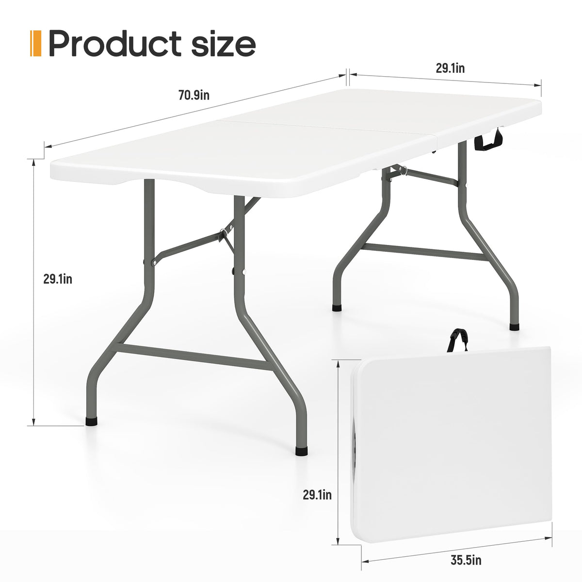 6ft Heavy Duty Folding Table White V2513