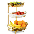 3 Tier Ceramic Fruit Bowl with Metal Stand A3486