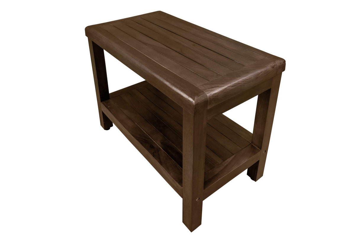 24" Teak Shower Bench with Shelf O177963
