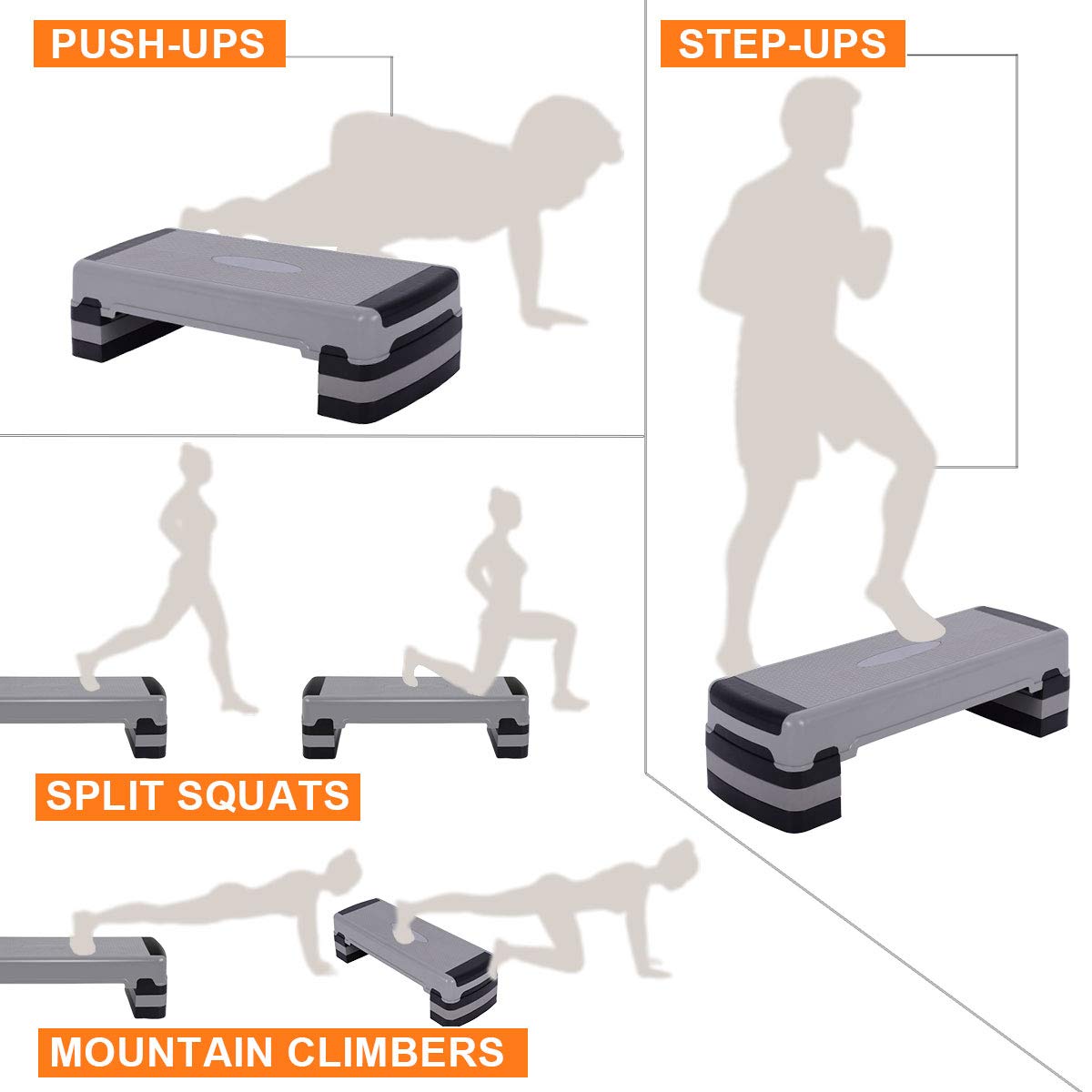 35" Height-Adjustable Non-Slip Aerobic Step Platform N4185