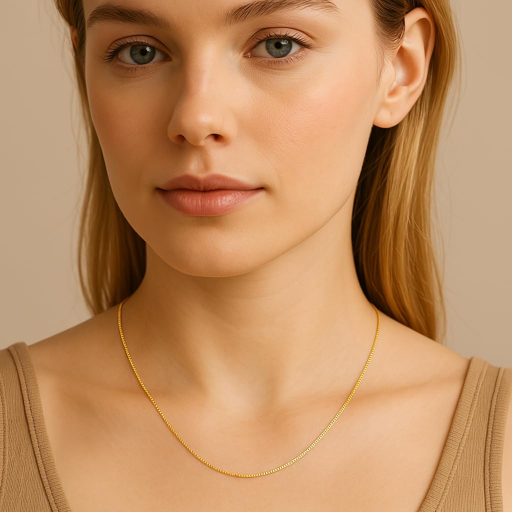 14k Gold Box Chain Necklace with Lobster Claw Clasp G4865