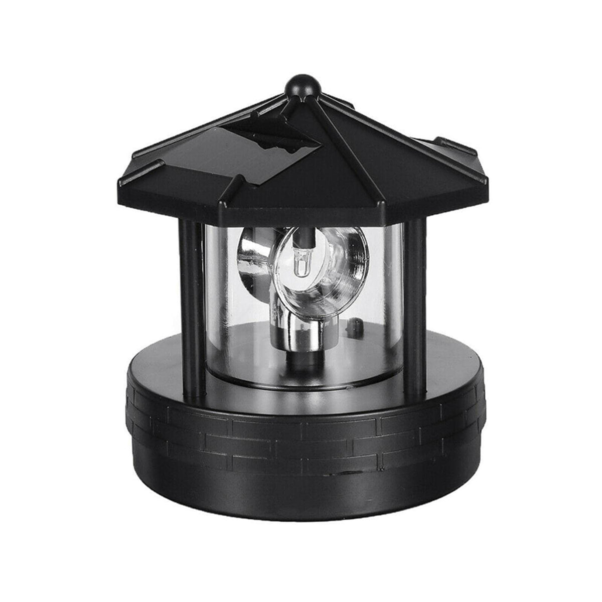 Solar Powered Rotating Lighthouse LED Light IP44 Waterproof Black M126184