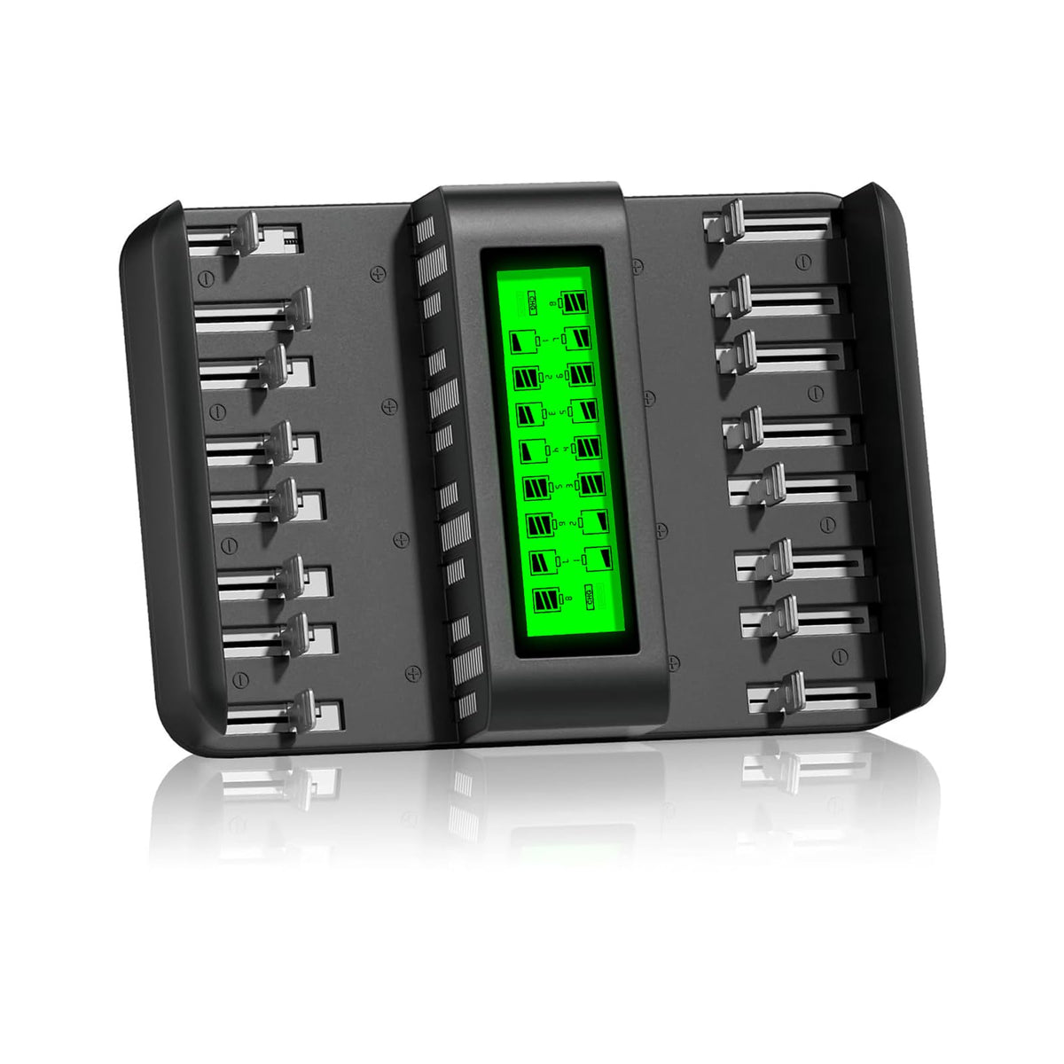 16 Bay Rechargeable Battery Charger with LCD Display H6587