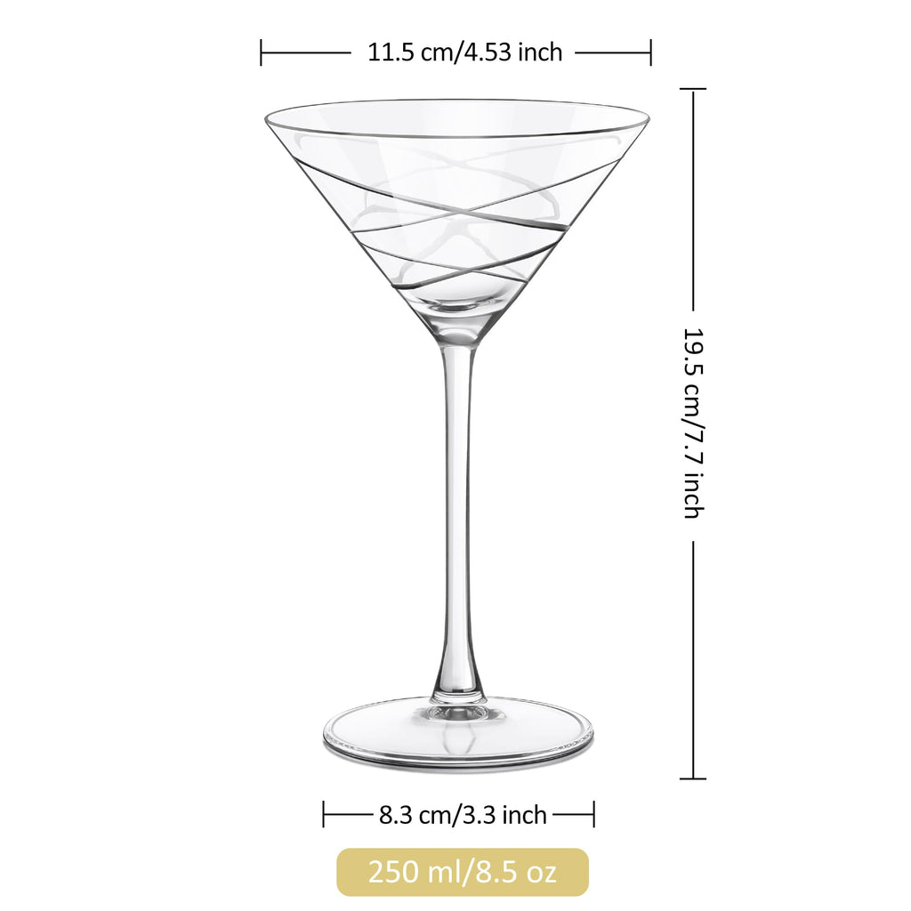 Handmade Etched Crystal Martini Glasses 8.5 oz U76381
