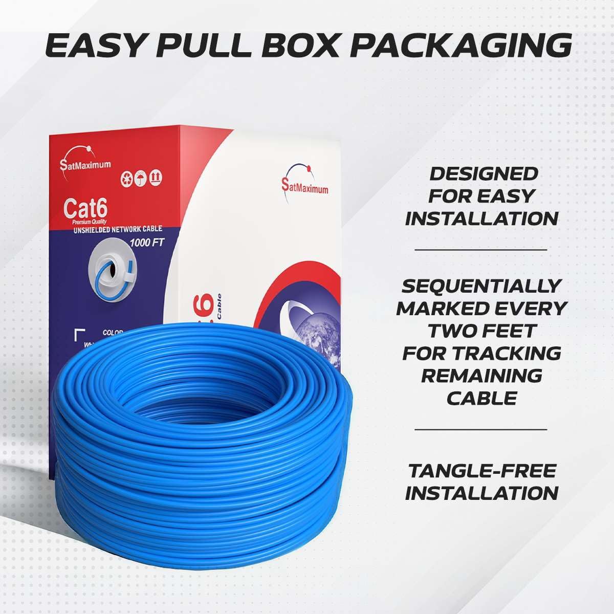 CAT6 Cable 1000ft Solid Ethernet LAN UTP Cable 23AWG 550Mhz RJ45 CCA Wire Blue P6246