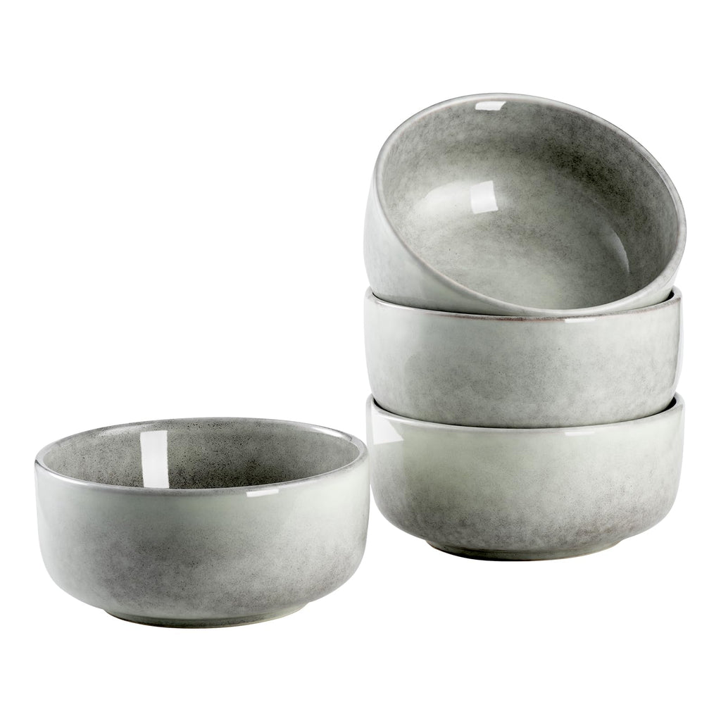 Ceramic Bowl Set of 4, 26 OZ Porcelain Bowls, Reactive Glaze, Microwave & Dishwasher Safe, Grey Y139