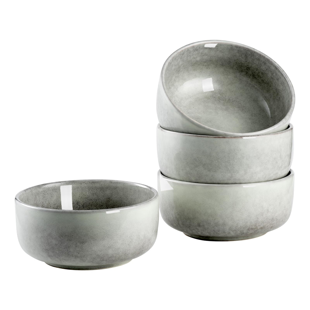 Ceramic Bowl Set of 4, 26 OZ Porcelain Bowls, Reactive Glaze, Microwave & Dishwasher Safe, Grey Y139