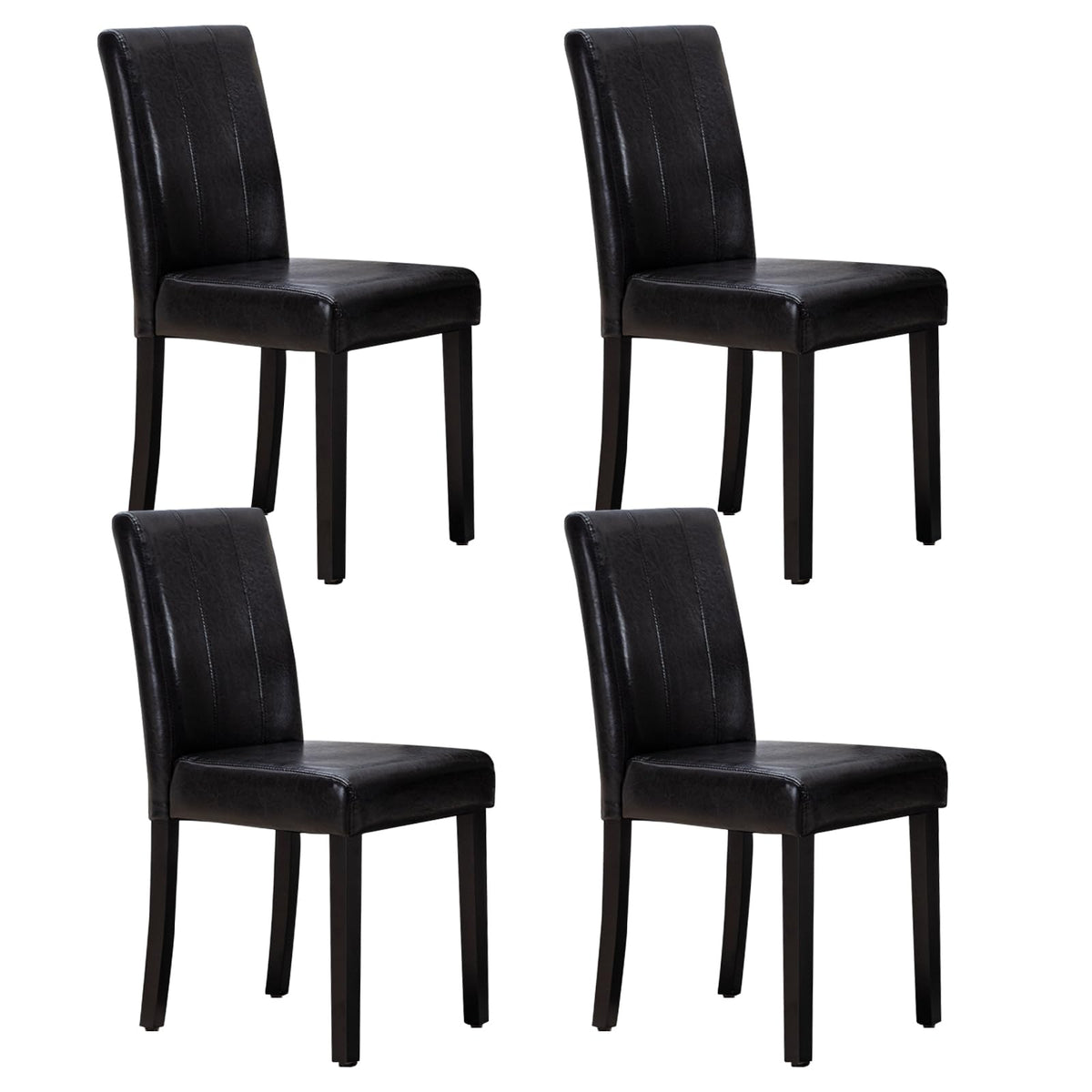 Black PU Leather Dining Chairs Set of 4 P553