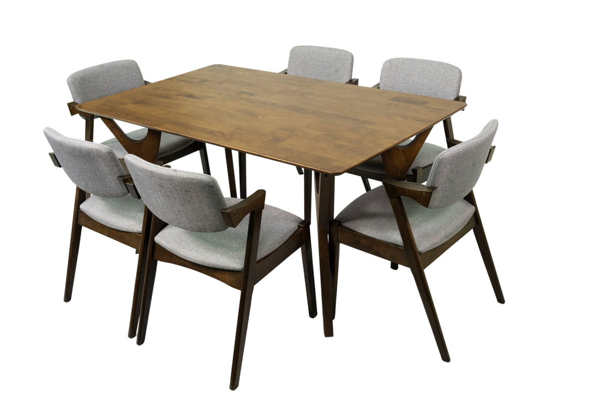 7-Piece Solid Wood Dining Table and 6 Chairs J82602