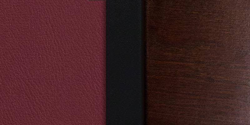 Black Metal Restaurant Chair with Walnut Wood Back and Burgundy Vinyl Seat V35438