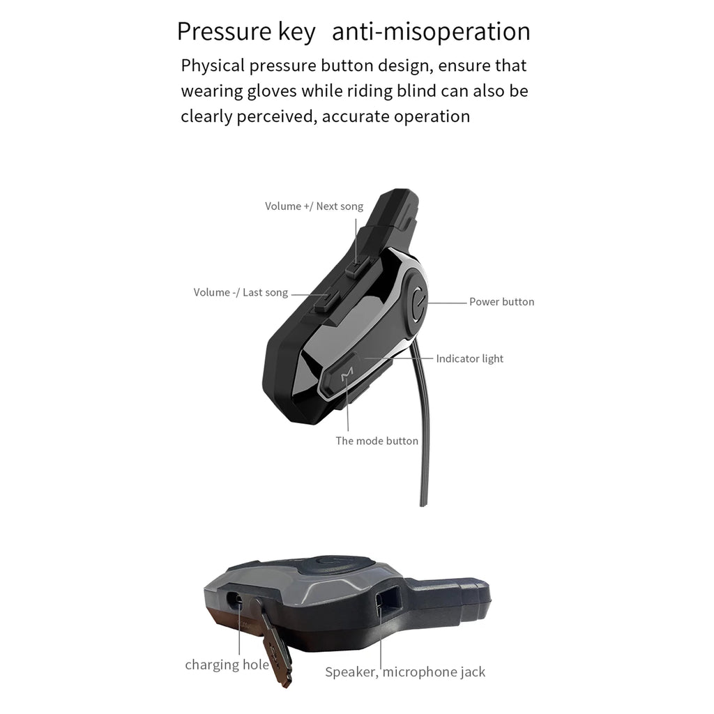 Motorcycle Helmet BT Headset Waterproof Communication System Q24393